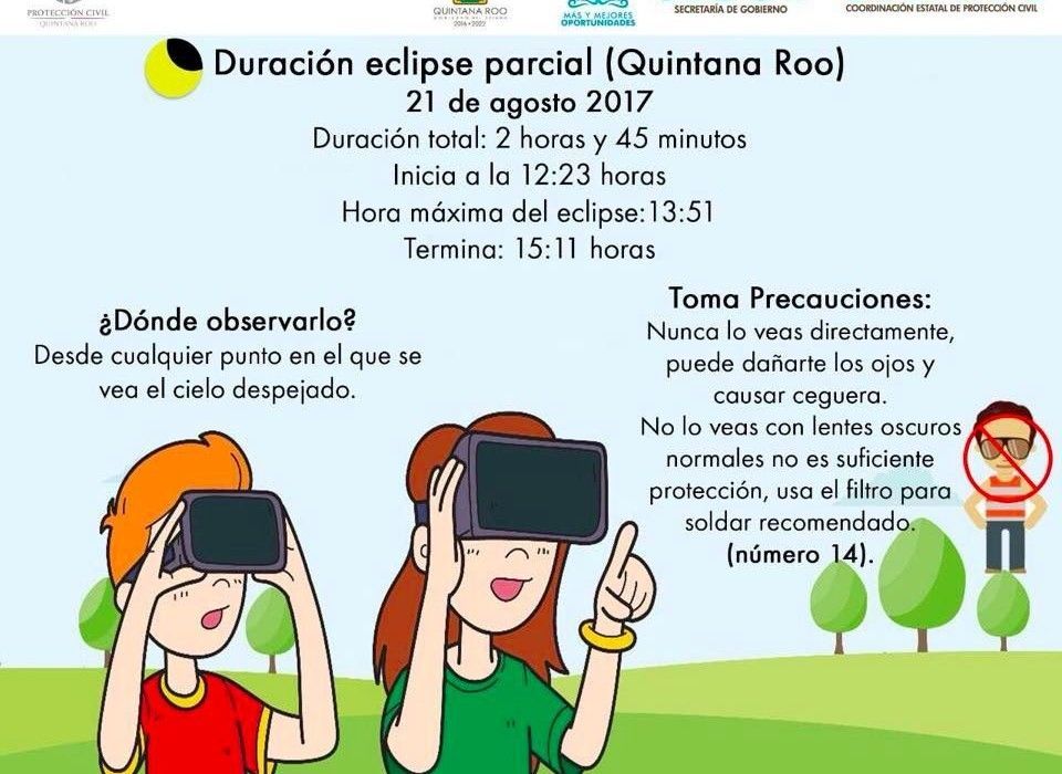 Emite Gobierno consejos para el eclipse solar de este lunes