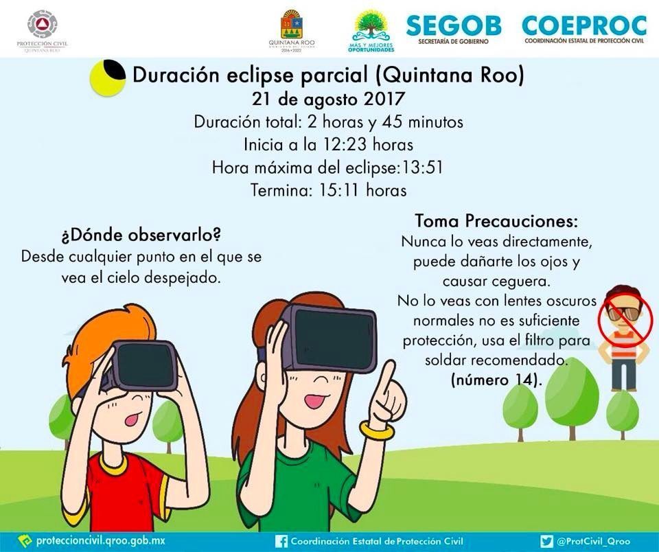 Emite Gobierno consejos para el eclipse solar de este lunes
