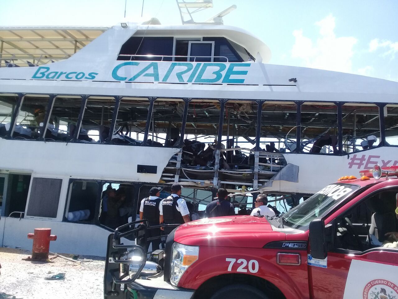 Explota barco de la naviera vinculada a Borge; 26 heridos, 4 de ellos turistas