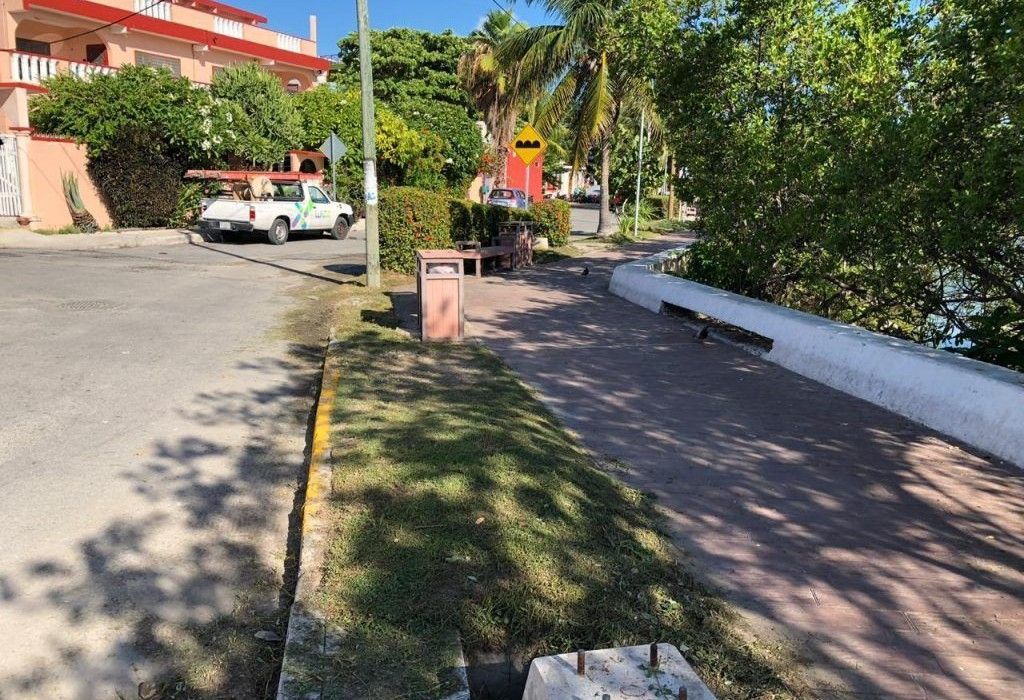 Realizan limpia de parques y jardines en Isla Mujeres
