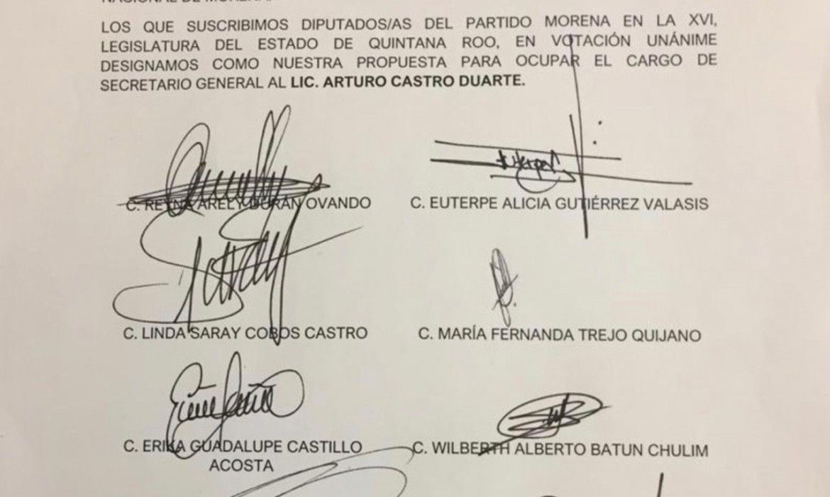 Acusan a Gasca de desconocer acuerdo firmado por diputados, y proponer otro Secretario general (Documento firmado)