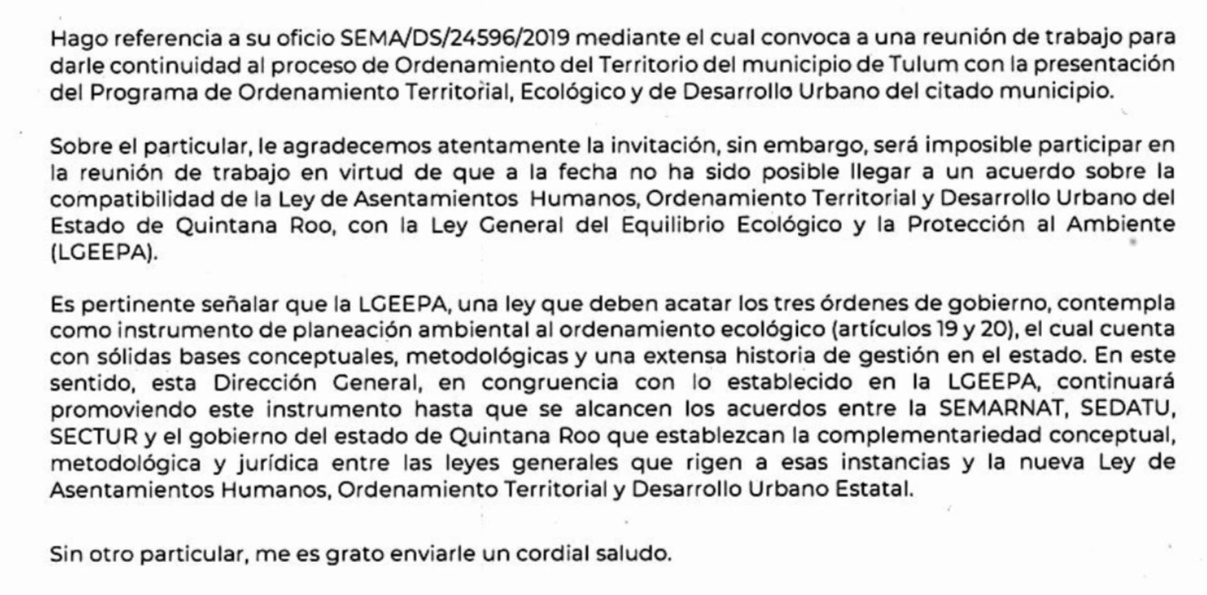 Desde julio, Semarnat advirtió que Programa Urbano de Tulum tenía irregularidades (documento)