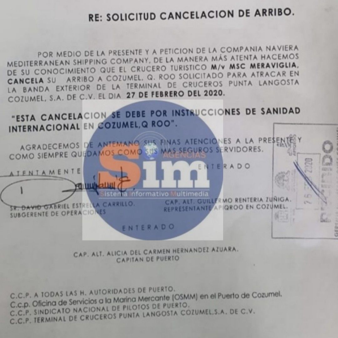 Cancelan arribo de crucero a Cozumel por pasajero enfermo; pero no es coronavirus, informa Salud