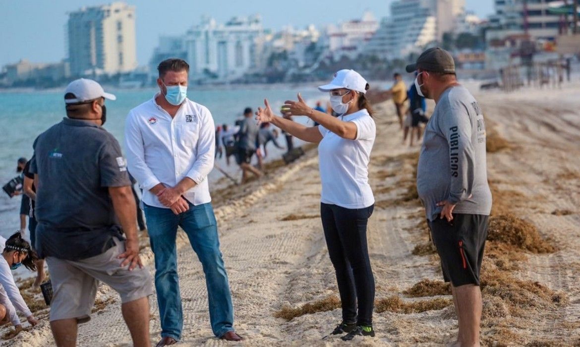 En junio se recolectaron alrededor de 2 mil toneladas de sargazo en las playas de Cancún: Mara