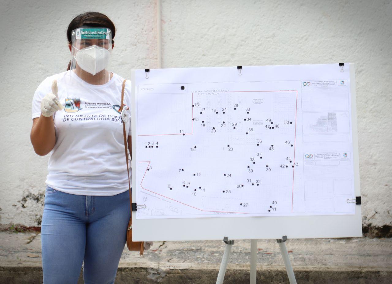 Integran habitantes de Puerto Morelos el Comité de Contraloría Social, encargado de verificar la obra denominada Mantenimiento de pozos de absorción