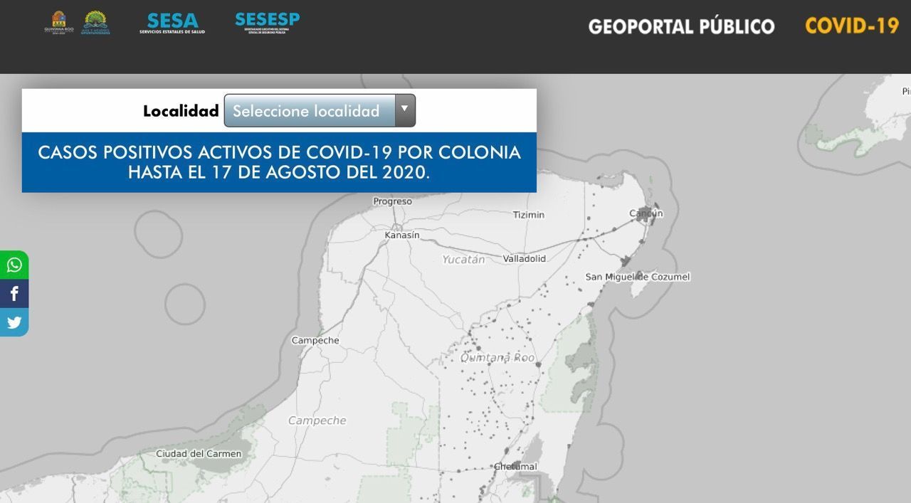 Geoportal estatal; el espacio virtual donde se libra la batalla contra el Covid en Quintana Roo
