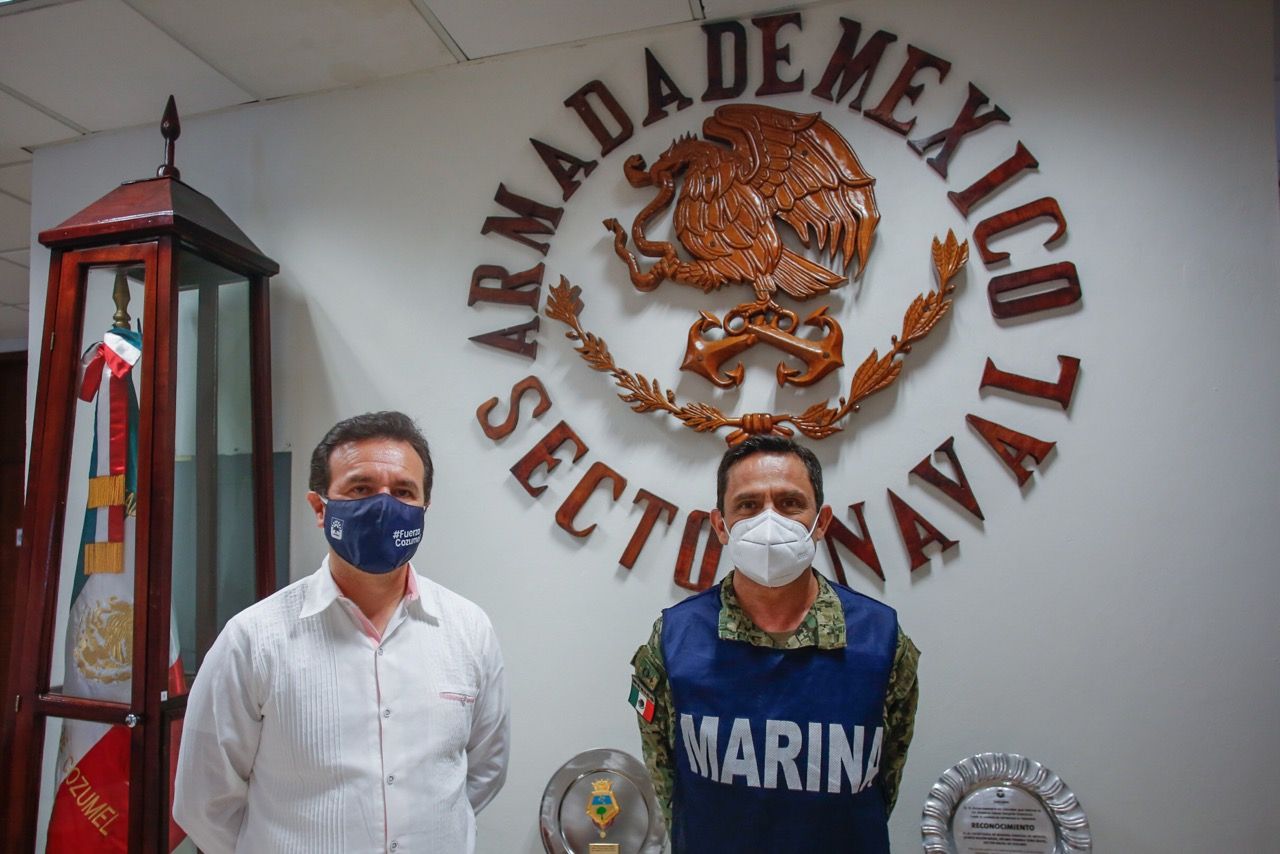 Refrenda Pedro Joaquín su compromiso de sumar esfuerzos con el nuevo comandante del Sector Naval a fin de mantener a Cozumel como el destino turístico más seguro de Quintana Roo