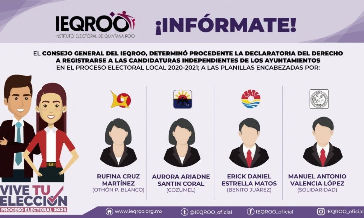 Aprueba Ieqroo 4 candidaturas independientes para las elecciones del 6 de junio