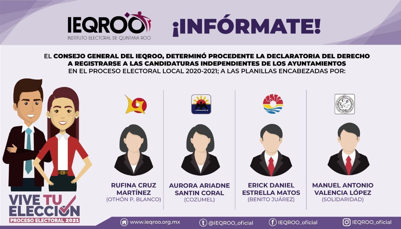Aprueba Ieqroo 4 candidaturas independientes para las elecciones del 6 de junio