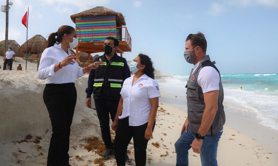 Mara supervisa trabajos en Playa Delfines afectada por erosión