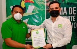 Toma Pablo Bustamante protesta a Manuel Alexander May Chi como líder del Comité Municipal del Partido Verde en Puerto Morelos