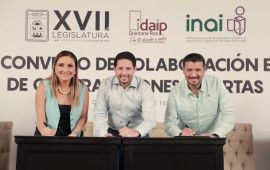 Congreso, INAI e IDAIPQROO, firman convenio en materia de contrataciones abiertas