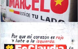 Ahora, aparecen bardas del PT en apoyo a Ebrard y Sheinbaum