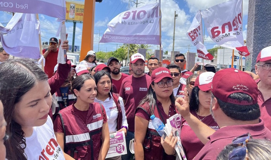 Referentes de MORENA salen a las calles de Cancún en muestra unidad; participan Ana Paty, Marybel, Anahí, Batun y Sanen, entre otros