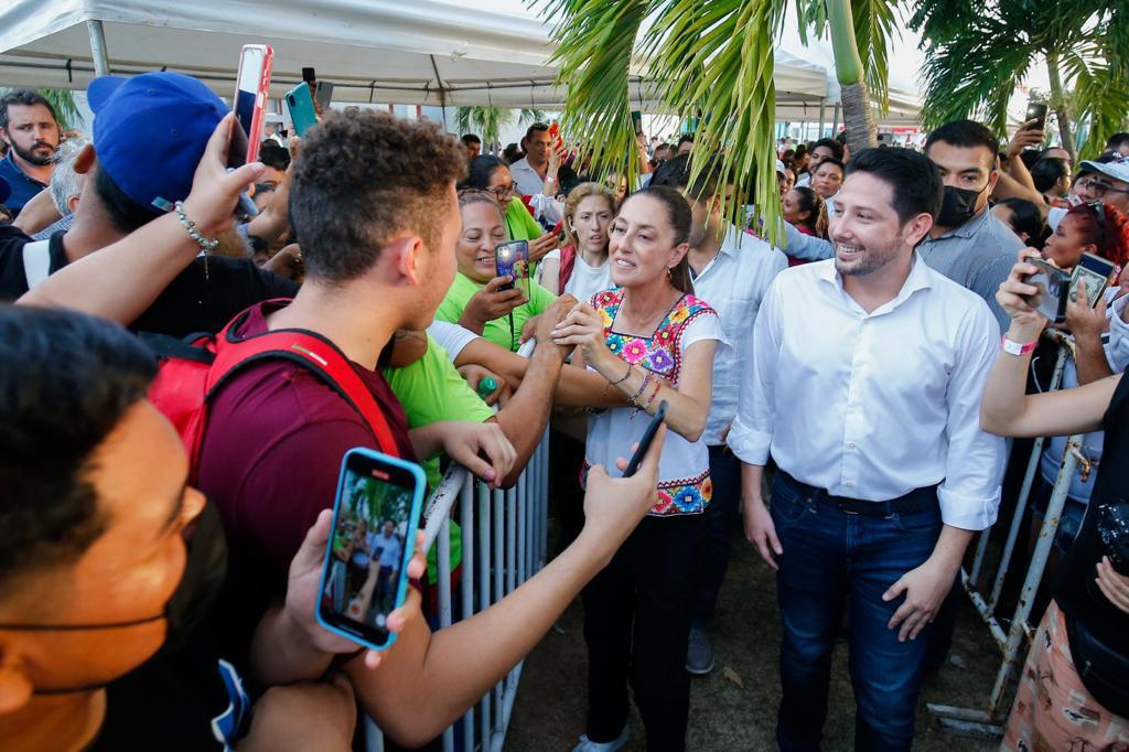 Acompaña Renán Sánchez a Claudia Sheinbaum en su gira por Quintana Roo