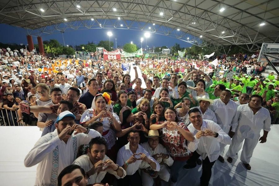 Le dan al Verde sólo el 8% de espacios en el mítin de Claudia en Cancún, para evitar que cope el evento como el mes pasado