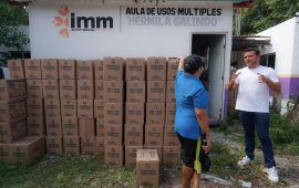 Participa Pablo Bustamante de cuarta entrega de paquetes alimentarios “Comemos Tod@s” en las regiones 220, 228 y 247 de Cancún