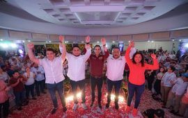 Gino hace un cierre de campaña “exclusivo”; rodeado sólo de la nomenklatura de MORENA y pensando en el 2027