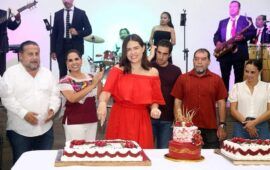 Anahí inicia campaña por Cancún con una fiesta de cumpleaños con Mara y parte del morenismo