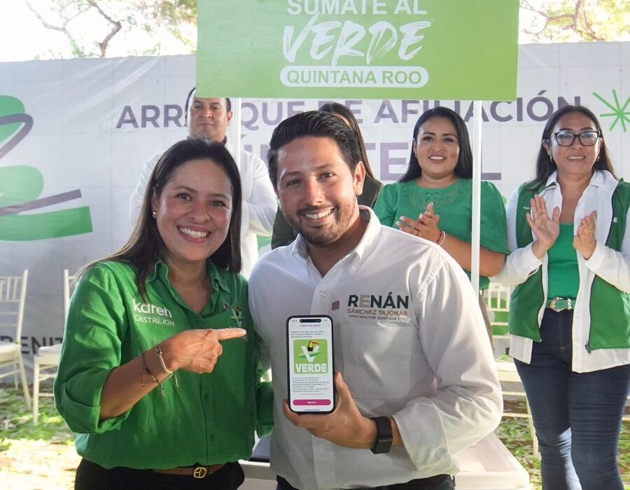 Karen Castrejón y Renán Sánchez Tajonar inician proceso de afiliación del Partido Verde en Quintana Roo