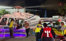 Helicóptero de la SSC Playa del Carmen realiza rescate aéreo luego de accidente en Puerto Morelos