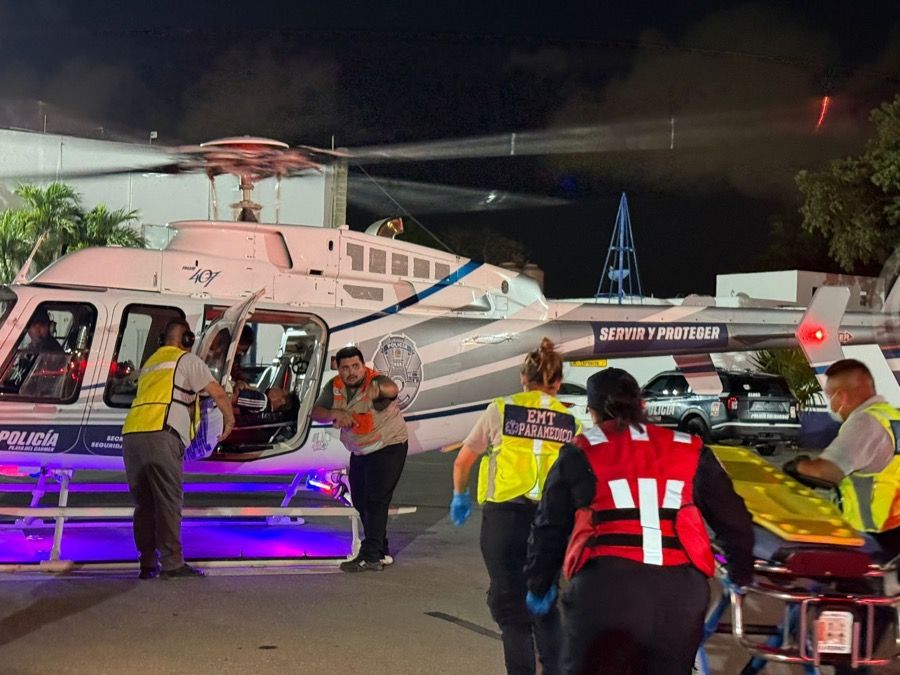 Helicóptero de la SSC Playa del Carmen realiza rescate aéreo luego de accidente en Puerto Morelos
