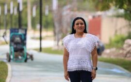 Recorre Blanca Merari obra del Parque Lineal en la Supermanzana 19