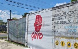 Denuncian a Ayuntamiento de OPB por permitir bardas de MORENA en equipamiento urbano