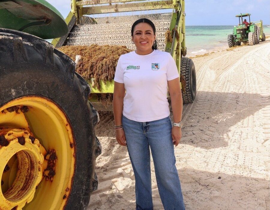 Mantiene Blanca Merari acciones para el combate al sargazo en playas de Puerto Morelos
